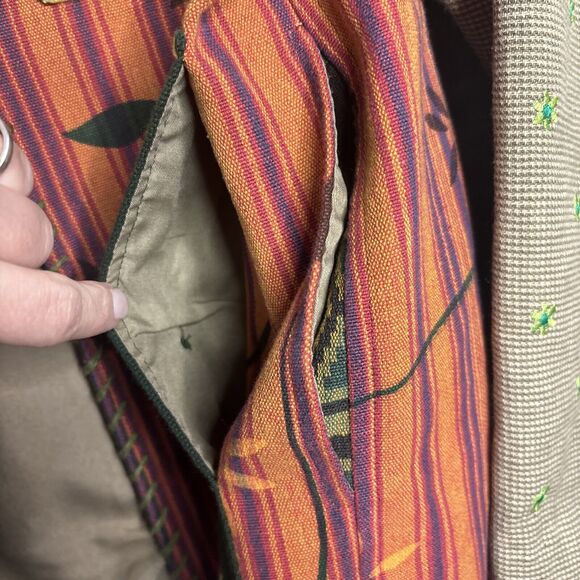 Vtg Up Cycled Patchwork Jacket XL Embroidered Lagenlook Teacher Pockets Oversize - Picture 8 of 16